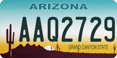 AZ license plate AAQ2729