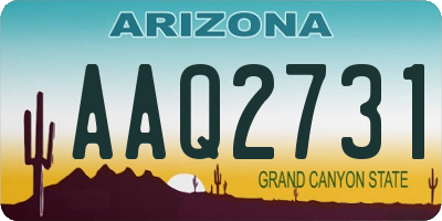 AZ license plate AAQ2731