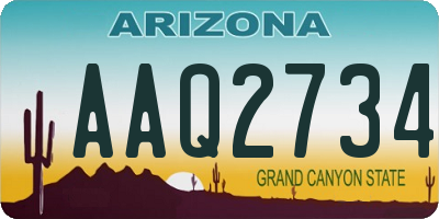 AZ license plate AAQ2734