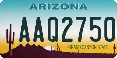 AZ license plate AAQ2750