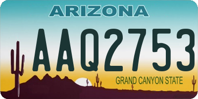 AZ license plate AAQ2753