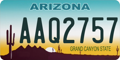 AZ license plate AAQ2757