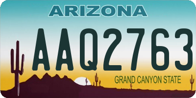 AZ license plate AAQ2763