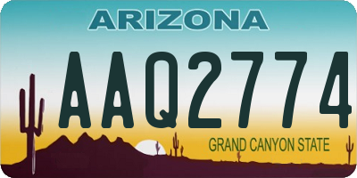 AZ license plate AAQ2774