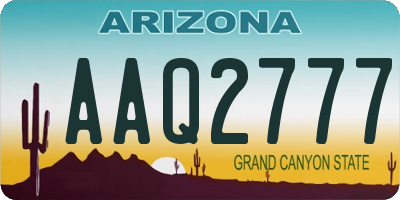AZ license plate AAQ2777
