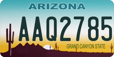 AZ license plate AAQ2785