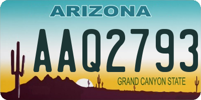 AZ license plate AAQ2793