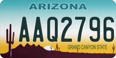 AZ license plate AAQ2796