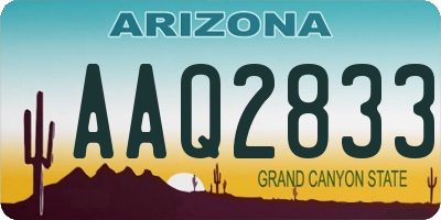 AZ license plate AAQ2833