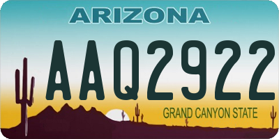AZ license plate AAQ2922