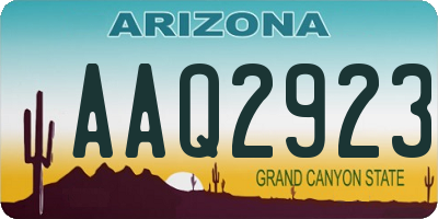 AZ license plate AAQ2923
