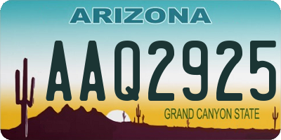 AZ license plate AAQ2925