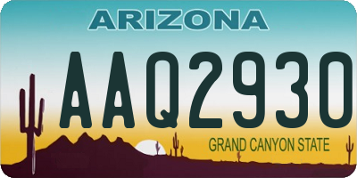AZ license plate AAQ2930