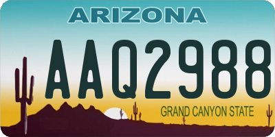 AZ license plate AAQ2988