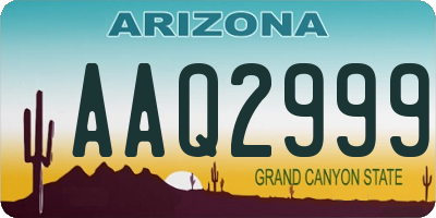 AZ license plate AAQ2999