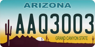 AZ license plate AAQ3003