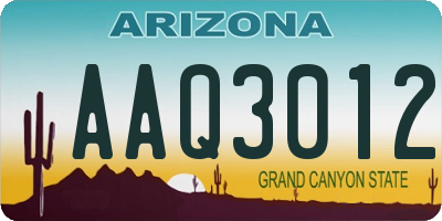 AZ license plate AAQ3012
