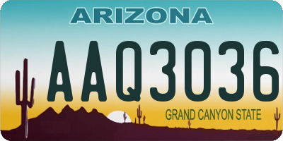 AZ license plate AAQ3036