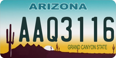 AZ license plate AAQ3116