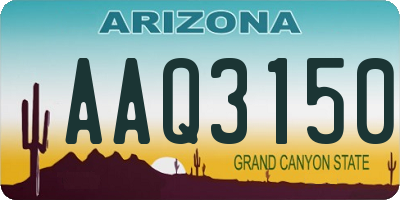 AZ license plate AAQ3150