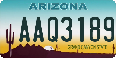 AZ license plate AAQ3189