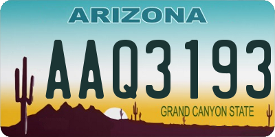 AZ license plate AAQ3193
