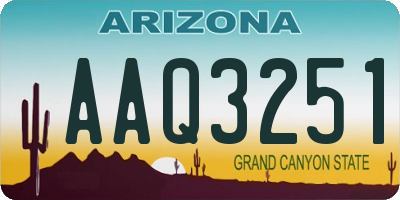 AZ license plate AAQ3251