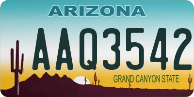 AZ license plate AAQ3542