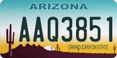 AZ license plate AAQ3851