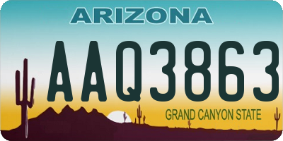 AZ license plate AAQ3863