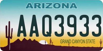 AZ license plate AAQ3933