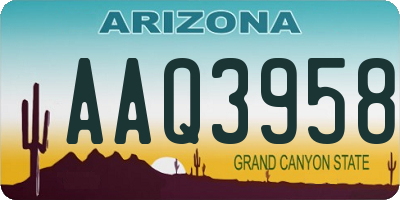 AZ license plate AAQ3958