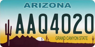 AZ license plate AAQ4020