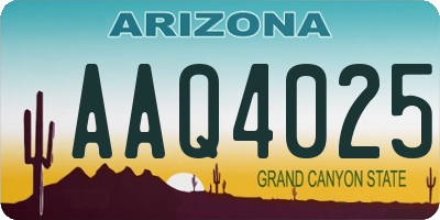 AZ license plate AAQ4025