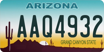 AZ license plate AAQ4932