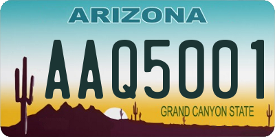 AZ license plate AAQ5001