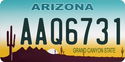 AZ license plate AAQ6731