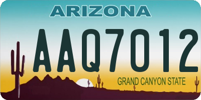 AZ license plate AAQ7012
