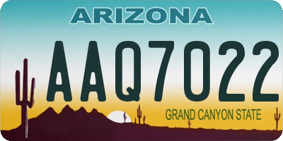 AZ license plate AAQ7022
