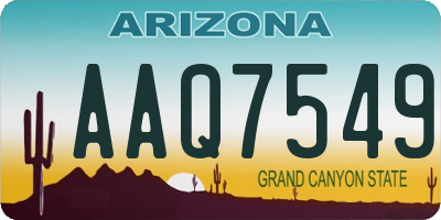 AZ license plate AAQ7549