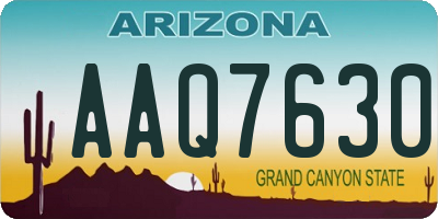 AZ license plate AAQ7630