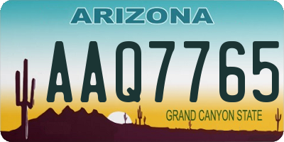 AZ license plate AAQ7765