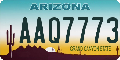AZ license plate AAQ7773