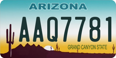 AZ license plate AAQ7781