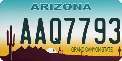 AZ license plate AAQ7793