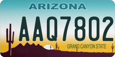 AZ license plate AAQ7802