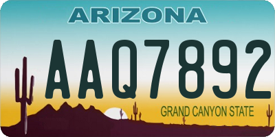 AZ license plate AAQ7892