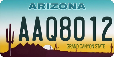 AZ license plate AAQ8012