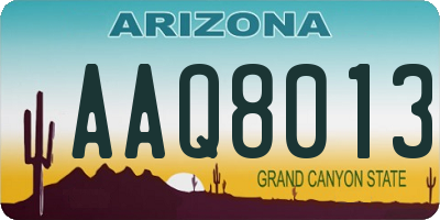 AZ license plate AAQ8013