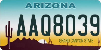 AZ license plate AAQ8039